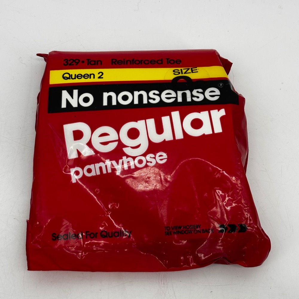 No nonsense Regular Pantyhose Tan Reinforced Toe Queen 2 Vintage 1991 329